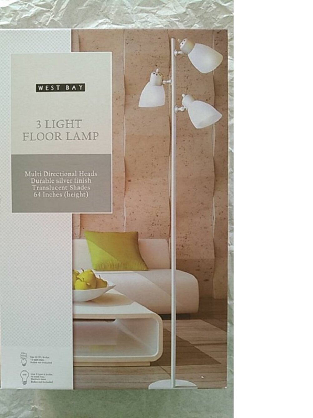 West Bay 3-Light Silver Finish Translucent Shades Tree Floor Lamp (64" Height)